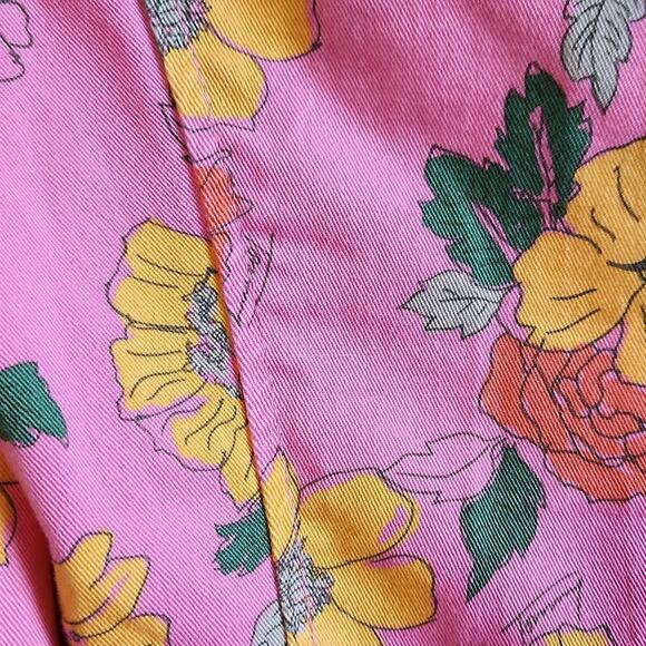 Vintage Women's Tommy Jeans Pink Yellow Floral Tie Front Blazer Jacket Y2K SM - Picture 3 of 14
